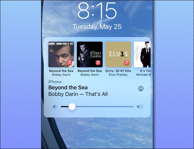 A seguir, você verá os controles regulares de mídia do iPhone na tela.
