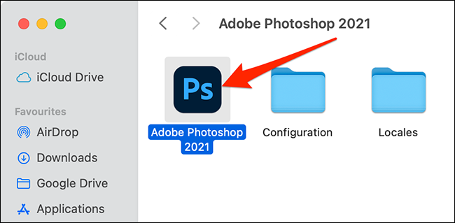 Photoshop na pasta de aplicativos do Mac
