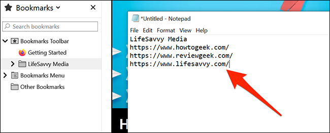 Clique com o botão direito em qualquer lugar em branco em um documento de texto e selecione "Colar" para colar os URLs do Firefox.