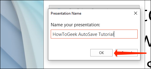 Dê um nome à sua apresentação do PowerPoint