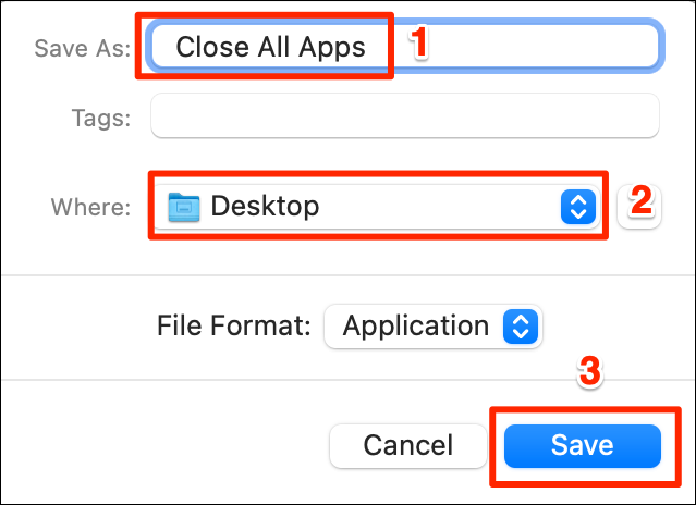 Prompt de salvamento do Automator.