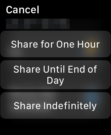 Compartilhe a duração da localização no Apple Watch