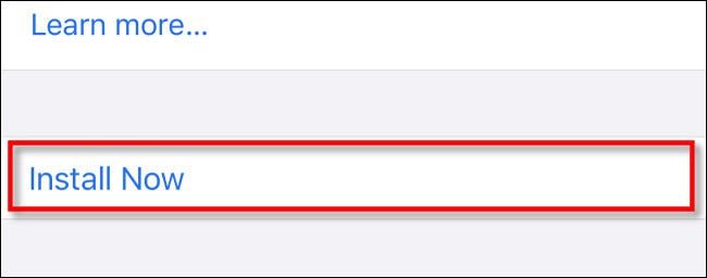 Toque em "Instalar agora" para instalar a atualização.