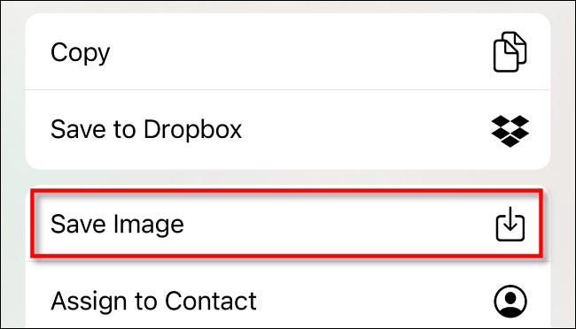 Toque em "Salvar imagem" na página de compartilhamento.