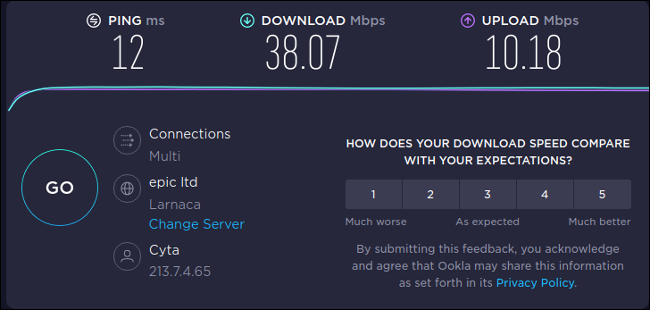 teste de velocidade sem vpn