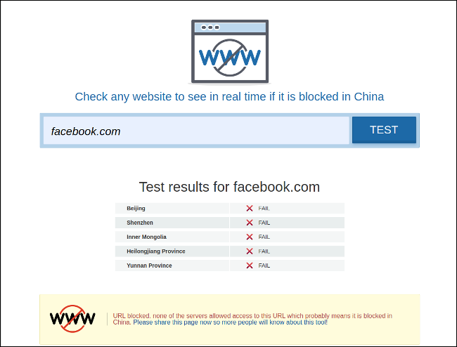 Resultado do teste da VPNMentor na China