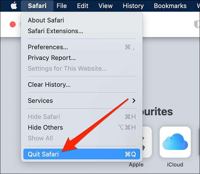 Clique no nome do aplicativo na barra de menu e selecione "Sair" no Mac.