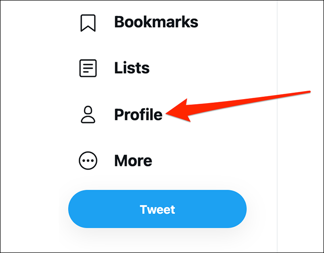 Clique em "Perfil" no Twitter.