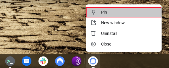 Adicionando sinal à prateleira do ChromeOS