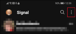 O menu pontilhado no Signal mobile