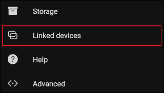 A lista de dispositivos vinculados no Signal mobile 