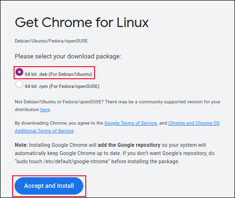 Selecionando o arquivo de instalação correto do Google Chrome ..