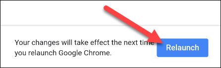 Toque em "Reiniciar" para reiniciar o Chrome.