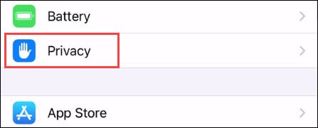Selecione "Privacidade" no menu.