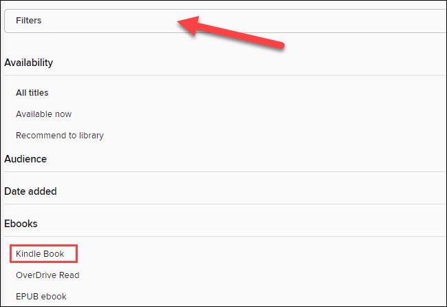 Use os filtros de pesquisa para ver apenas "Livros Kindle".