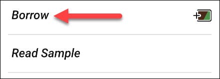 Toque em "Pegar emprestado" na página de informações do livro.