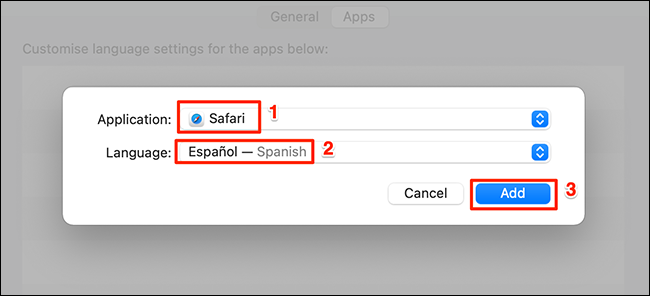 Altere o idioma de um aplicativo no Mac.