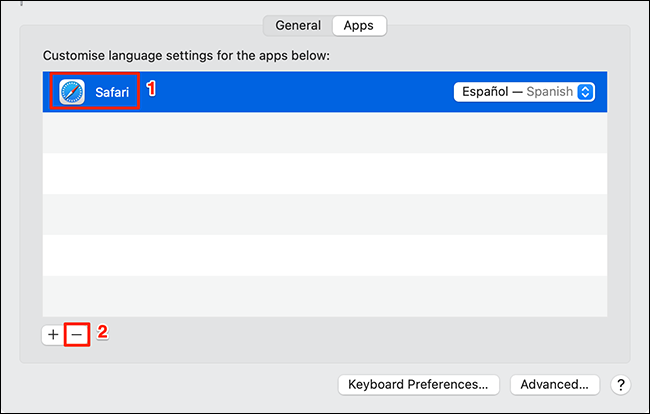 Redefina o idioma de um aplicativo no Mac.