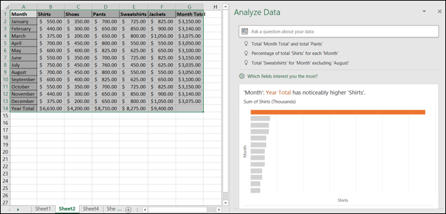 Painel de Tarefas de Análise de Dados no Excel