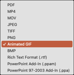 Clique em Formato de arquivo e escolha GIF animado