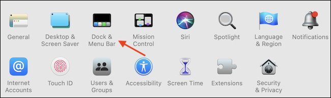 Vá para "Dock & Menu Bar" do aplicativo System Preferences.