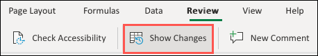Na guia Revisão, clique em Mostrar alterações