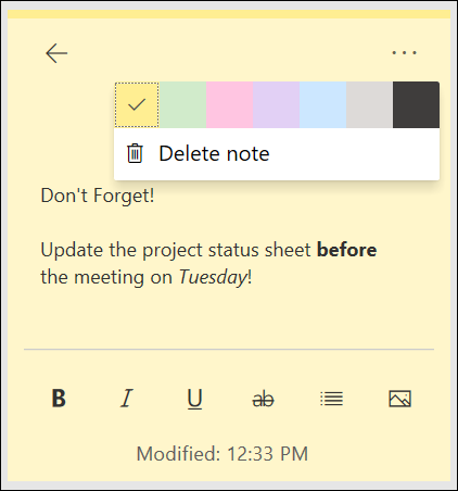 Nota adesiva no feed do OneNote