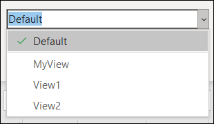 Clique no menu suspenso para mudar a visualização da folha