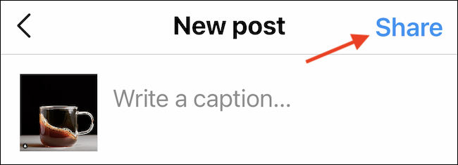 Toque em "Compartilhar" para compartilhar a postagem do Instagram com comentários desabilitados.