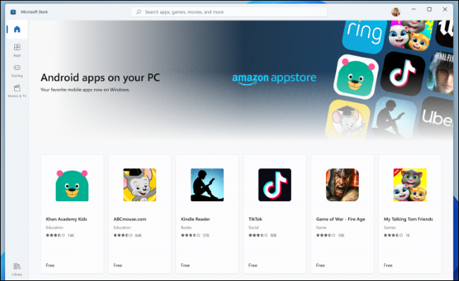 Aplicativos Android da Amazon Appstore na Microsoft Store