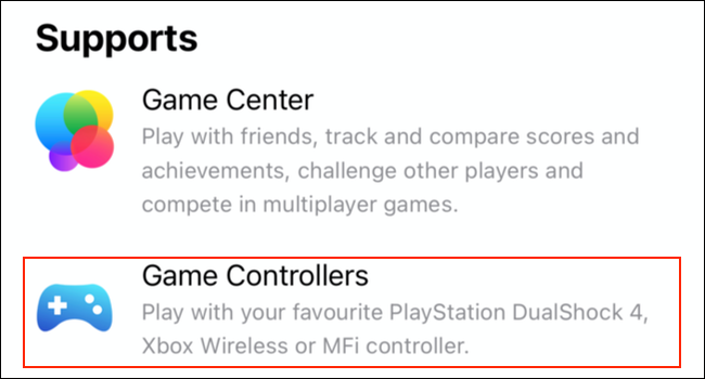 Suporte para controlador de jogo listado para jogos Apple Arcade na App Store