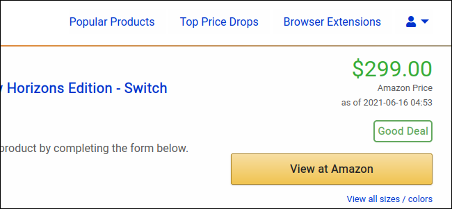 Informações de preços da Amazon em camelcamelcamel