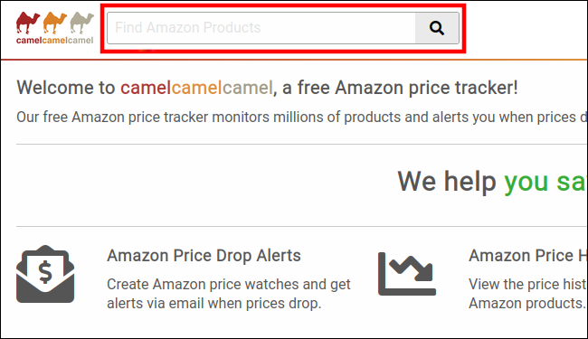 Cole um URL da Amazon na barra de pesquisa do Camelcamelcamel
