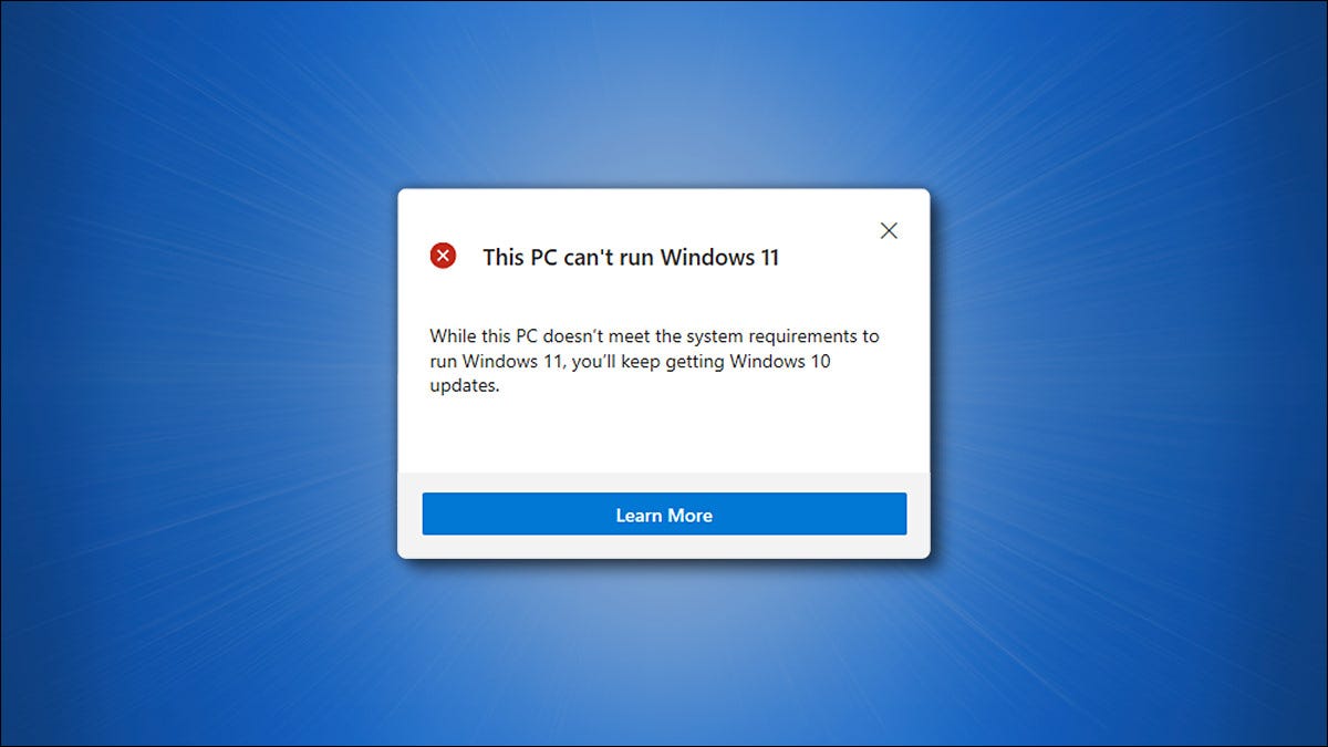 A janela "Este PC não pode executar o Windows 11" do PC Health Check