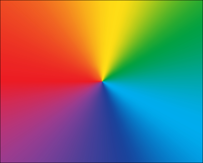 Um gradiente radial mostrando as cores do arco-íris.