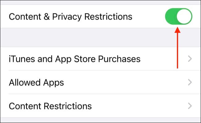 Conteúdo e restrições de privacidade no iOS / iPadOS