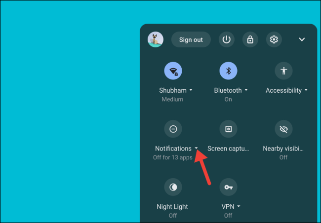 Personalize notificações no Chromebook