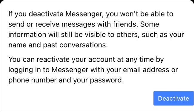 Desativar botão para Facebook Messenger