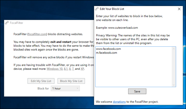 FocalFilter para Windows 10