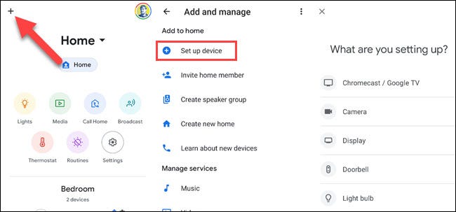 Adicionar um dispositivo ao app Google Home.