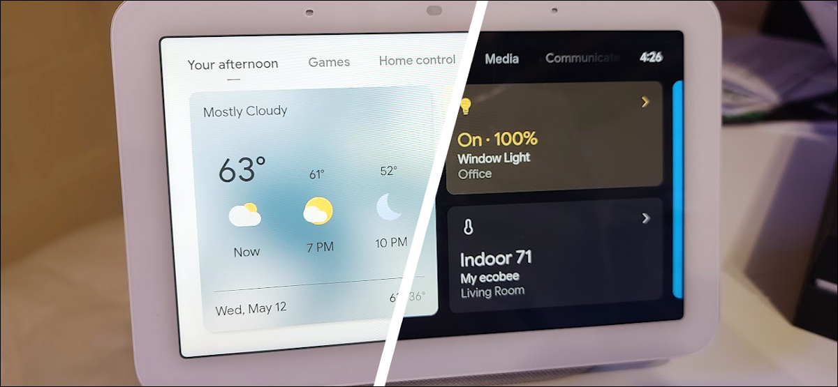 temas do Google Nest Hub Light e Dark