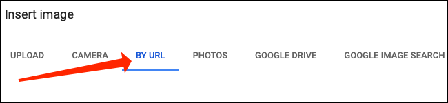 Clique em "Por URL" para adicionar uma imagem usando seu link no Planilhas Google.