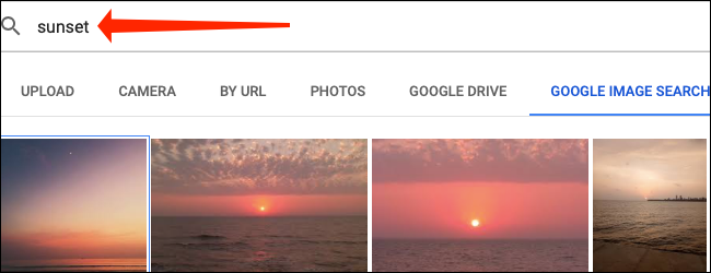 Use a caixa de pesquisa para encontrar uma imagem do Imagens do Google no Planilhas Google.