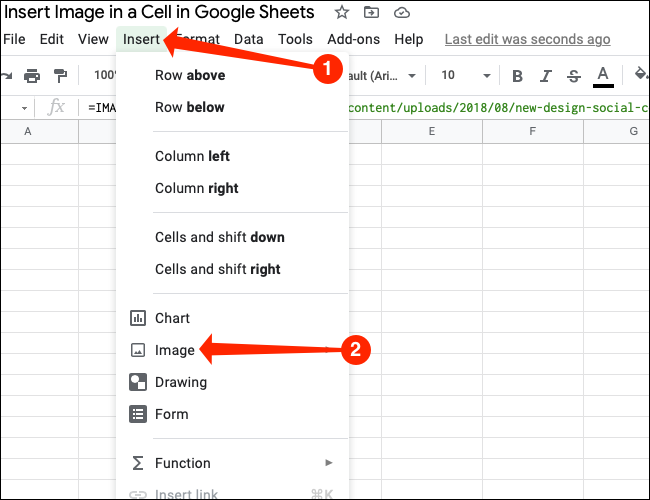 Clique em qualquer célula em branco na planilha e vá para Inserir> Imagem.