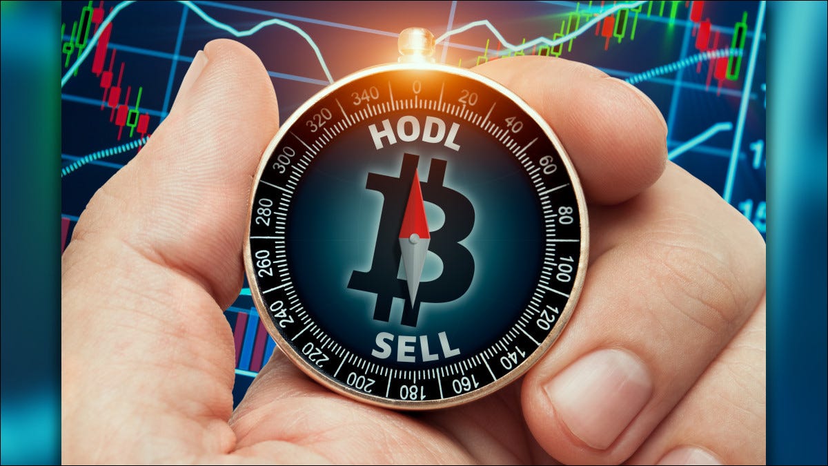 Uma pessoa com uma bússola HODL.