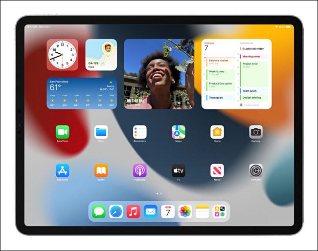 Widgets da tela inicial do iPad no iPadOS 15.