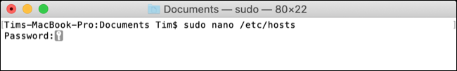 Comando Editar arquivo de hosts macOS