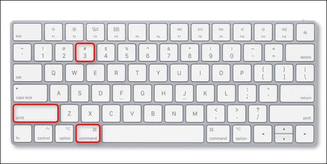 Pressione Command + Shift + 3 no teclado do Mac.