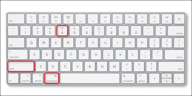 Pressione Command + Shift + 4 no teclado do Mac.