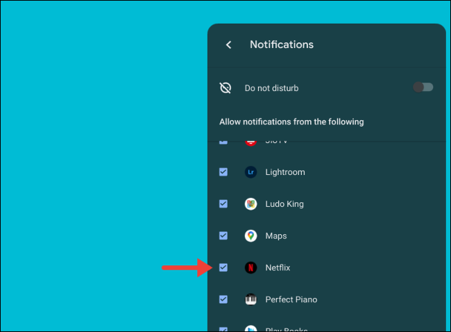 Silenciar a notificação de um aplicativo ou site no Chromebook